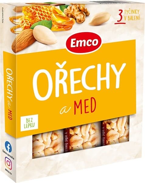 Emco Tyčinky ořechy a med 3x35g 105 g
