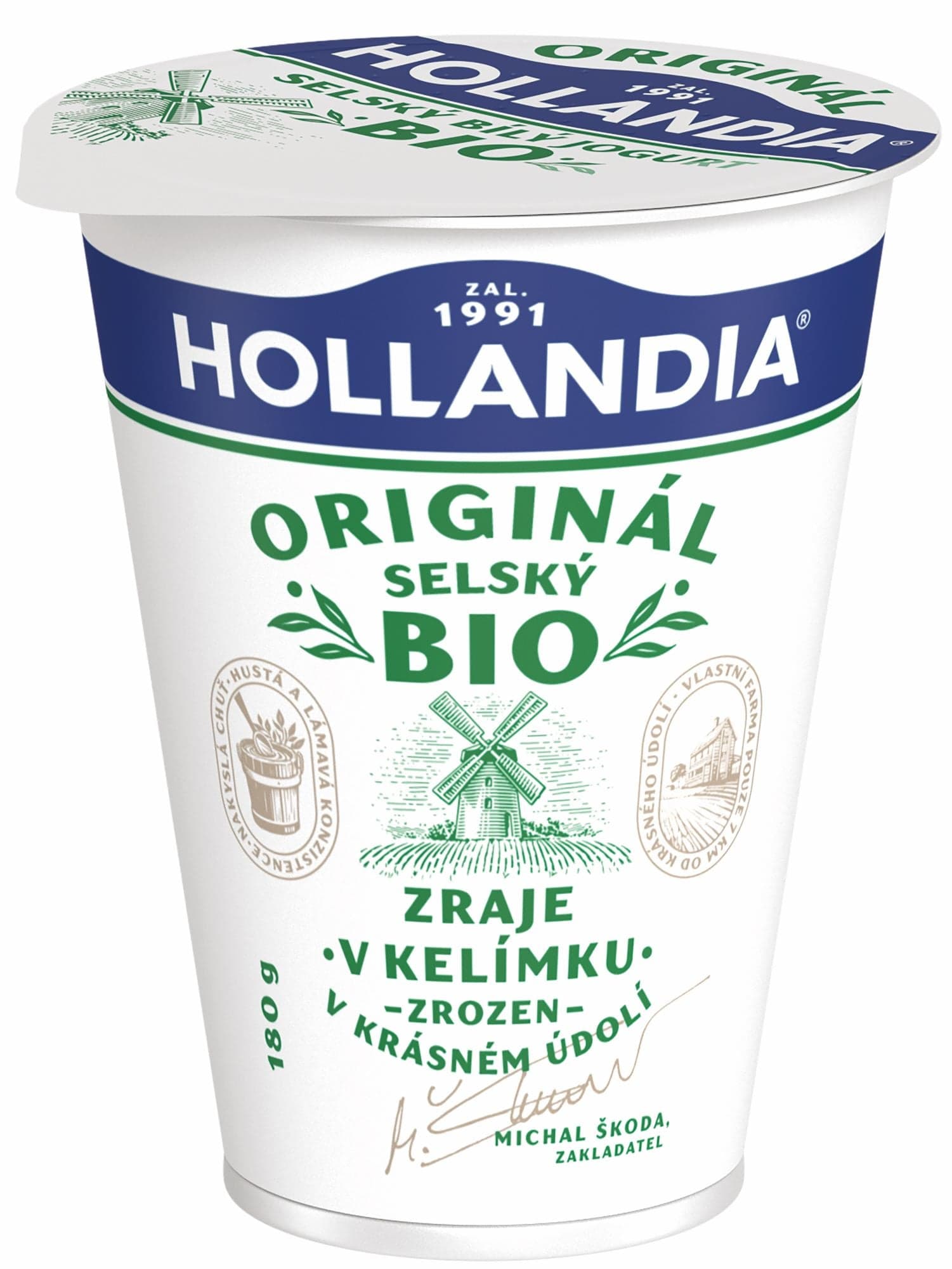 Hollandia BIO Selský jogurt bílý 3,5% 180 g
