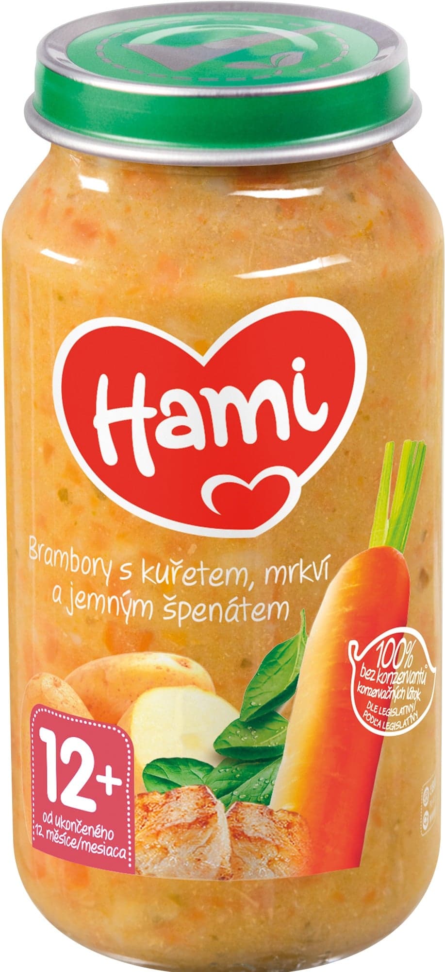 Hami Příkrm brambory s kuřetem, mrkví a jemným špenátem
