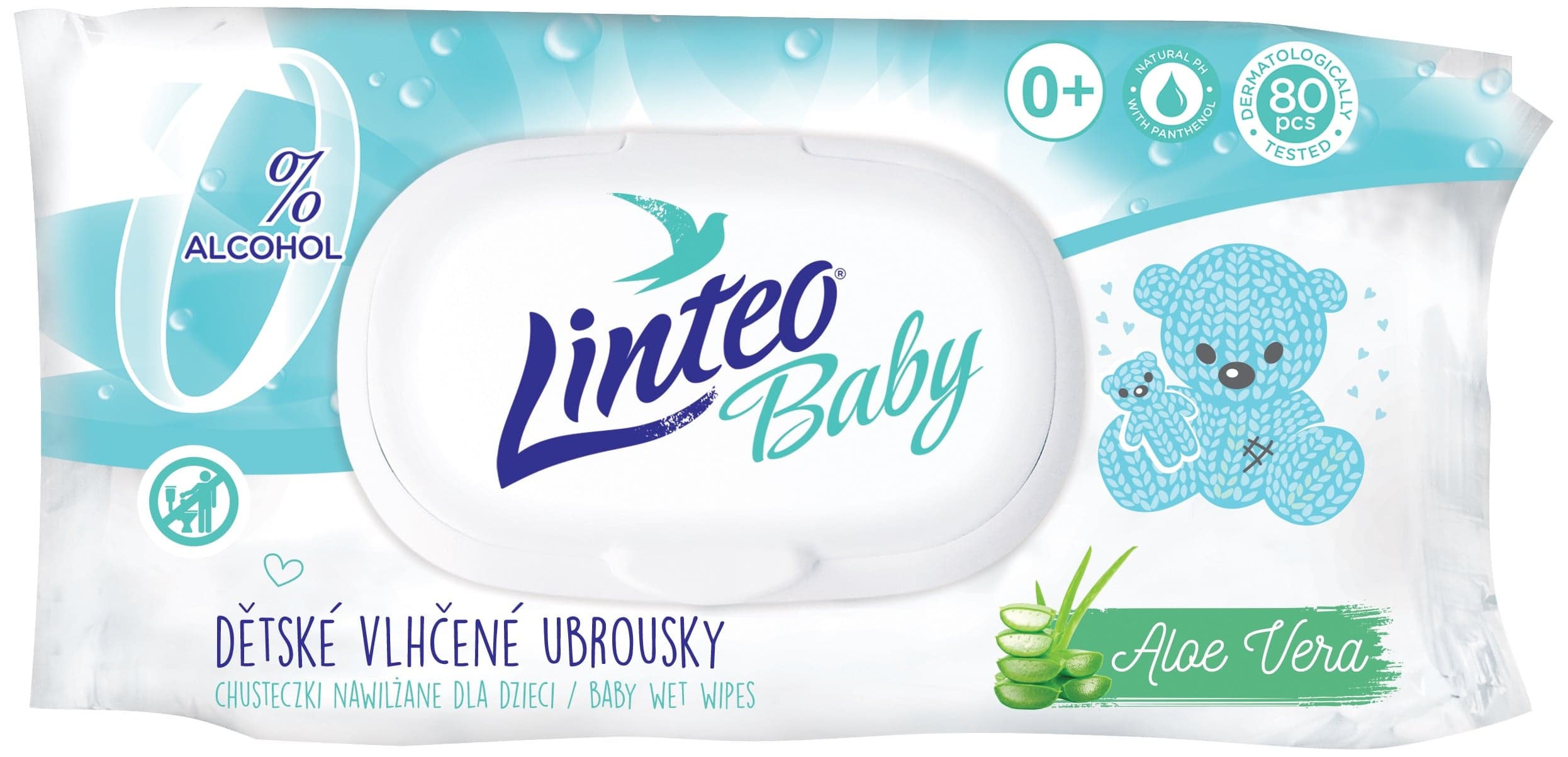 Linteo Baby dětské vlhčené ubrousky s aloe vera 80 ks