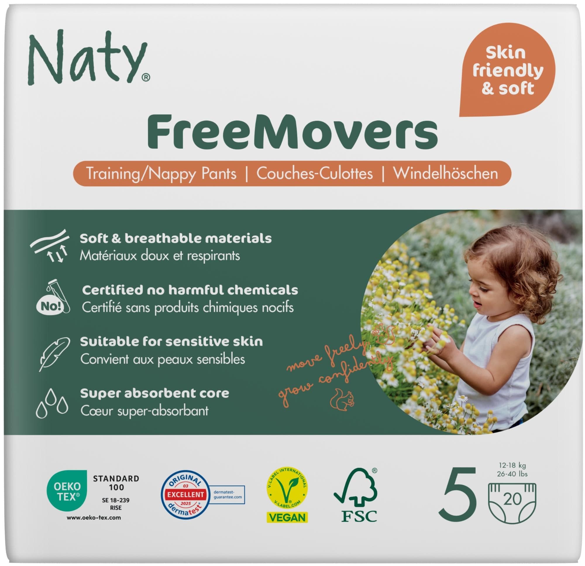Naty FreeMovers natahovací plenkové kalhotky Junior (velikost 5) 12–18 kg