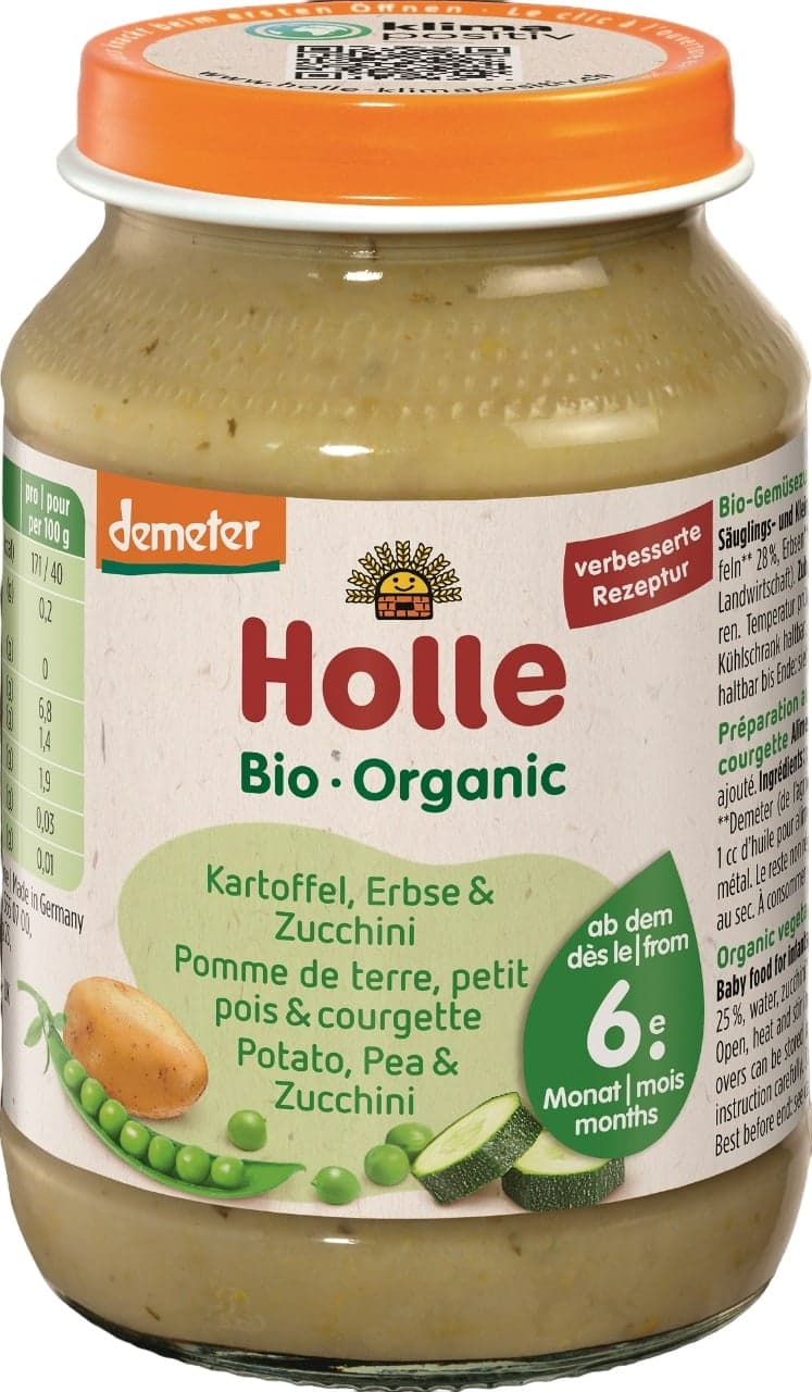 Holle BIO Dětská přesnídávka brambor, hrášek a cuketa 190 g