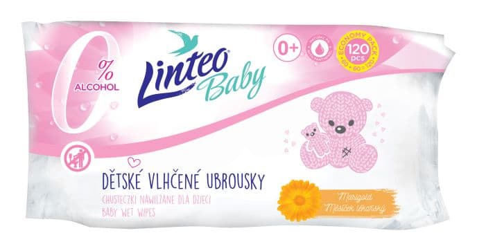 Linteo Dětské vlhčené ubrousky s měsíčkem lékařským 120 ks