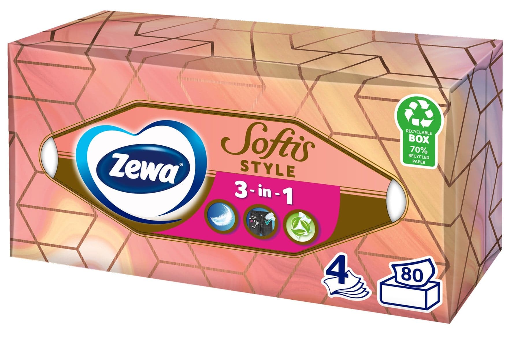 Zewa Softis Style Box papírové kapesníky 4vrstvé box