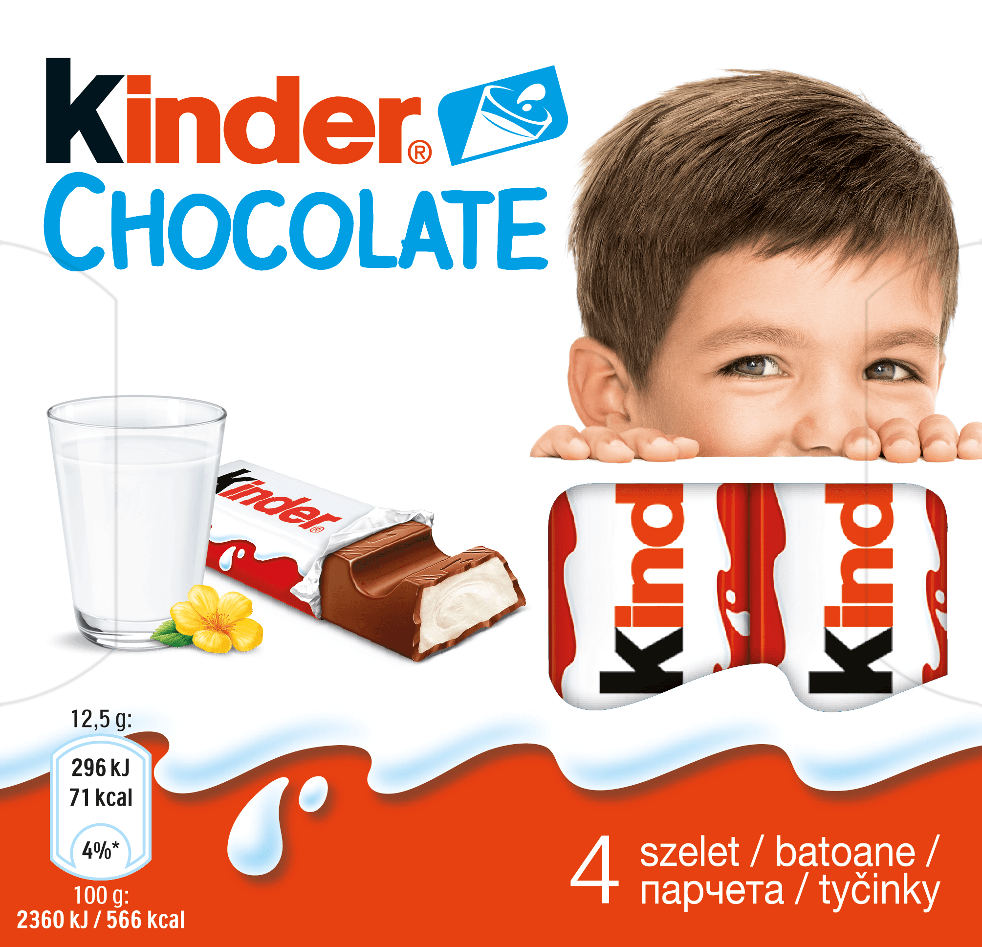 Kinder Chocolate tyčinky z mléčné čokolády s mléčnou náplní