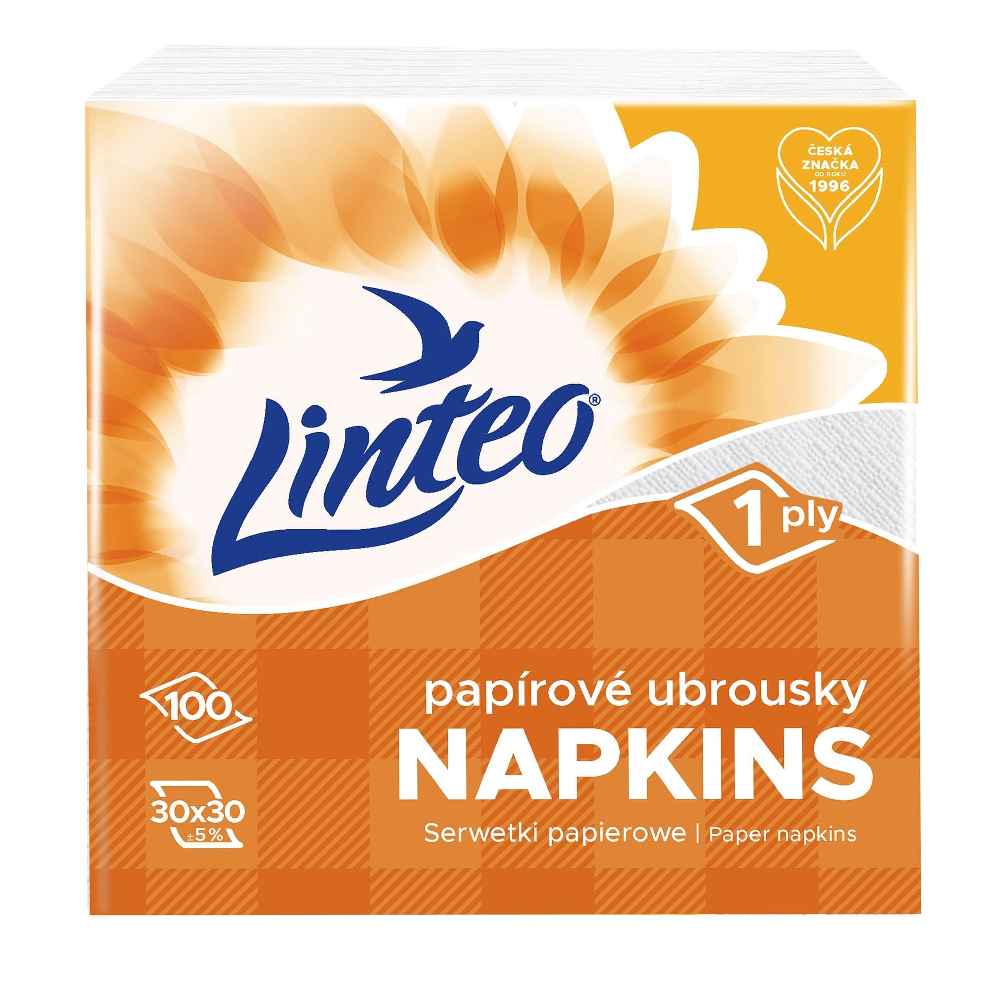 Linteo Papírové ubrousky bílé 1vrstvé, 30×30cm