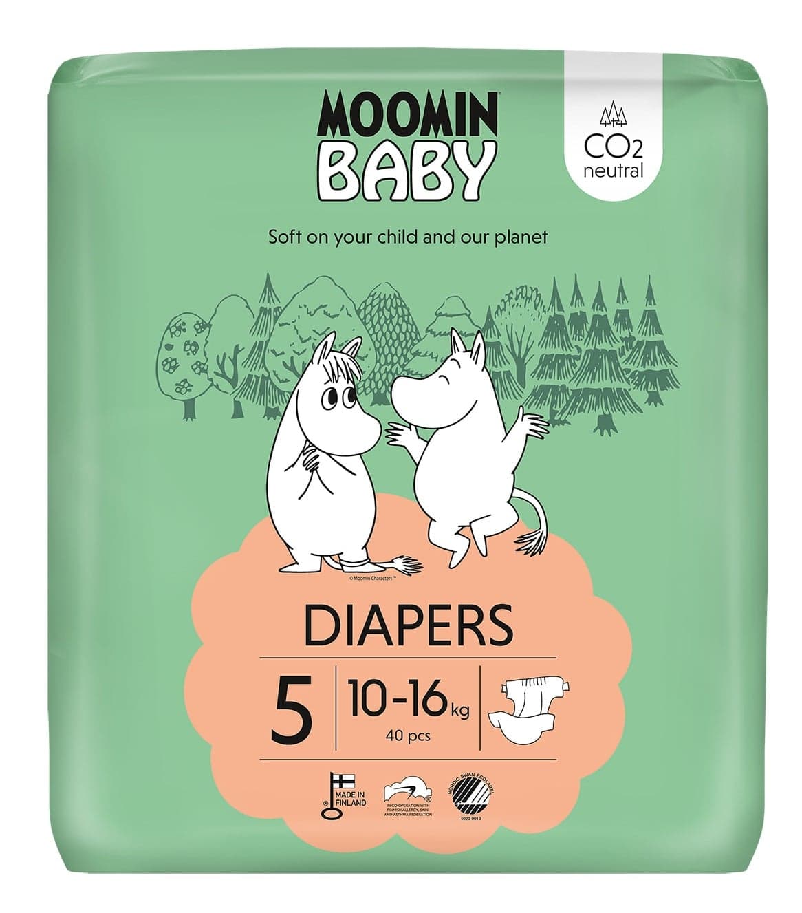 Moomin Baby EKO Jednorázové plenky maxi+ 5 (10–16 kg)
