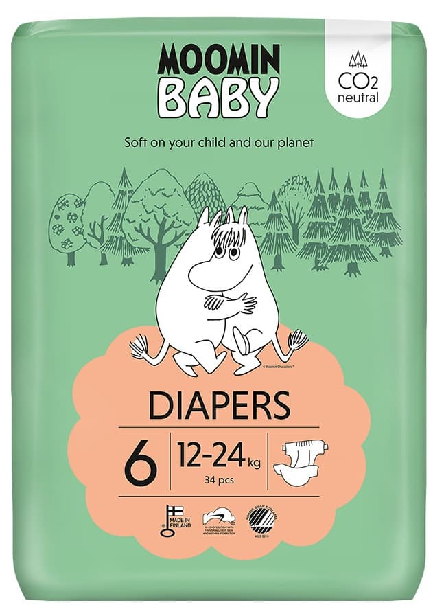 Moomin Baby EKO Jednorázové plenky junior 6 (12–24 kg)