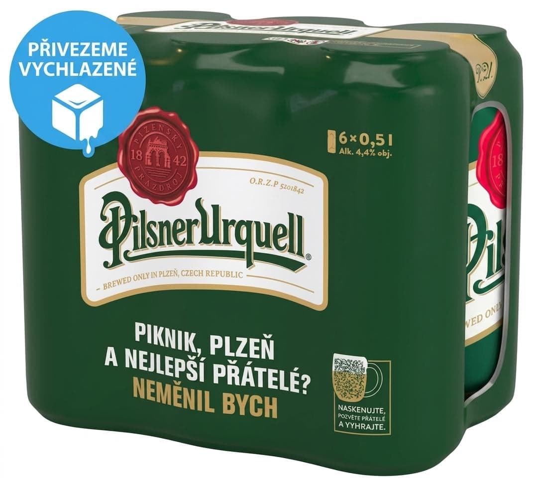 Pilsner Urquell pivo ležák světlý 6×0,5 l plech