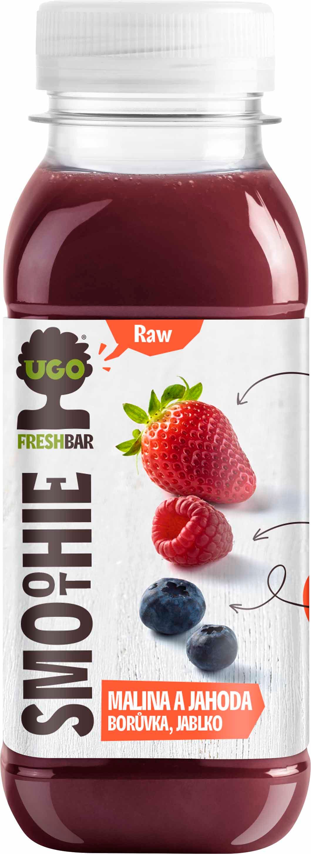 UGO RAW Smoothie malina, jahoda, borůvka a jablko