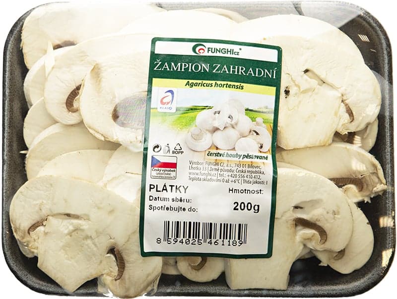 Žampiony bílé – plátky, vanička