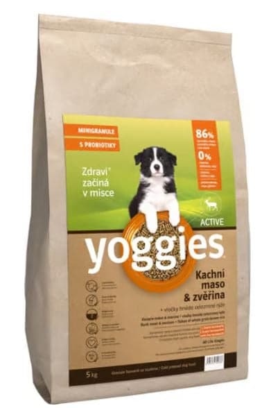 Yoggies Active Kachní maso a zvěřina – minigranule s laktobacily pro psy