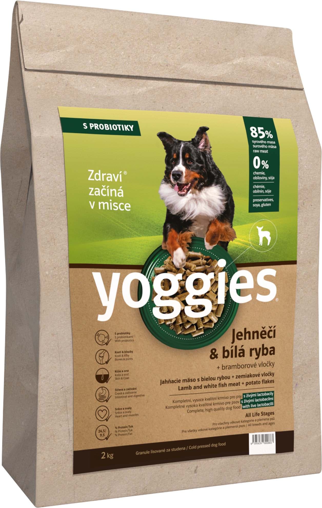 Yoggies Jehněčí a bílá ryba – granule s laktobacily pro psy