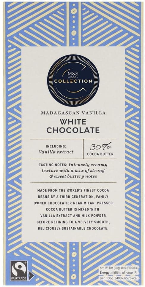 Marks & Spencer Bílá čokoláda s vanilkou 100 g
