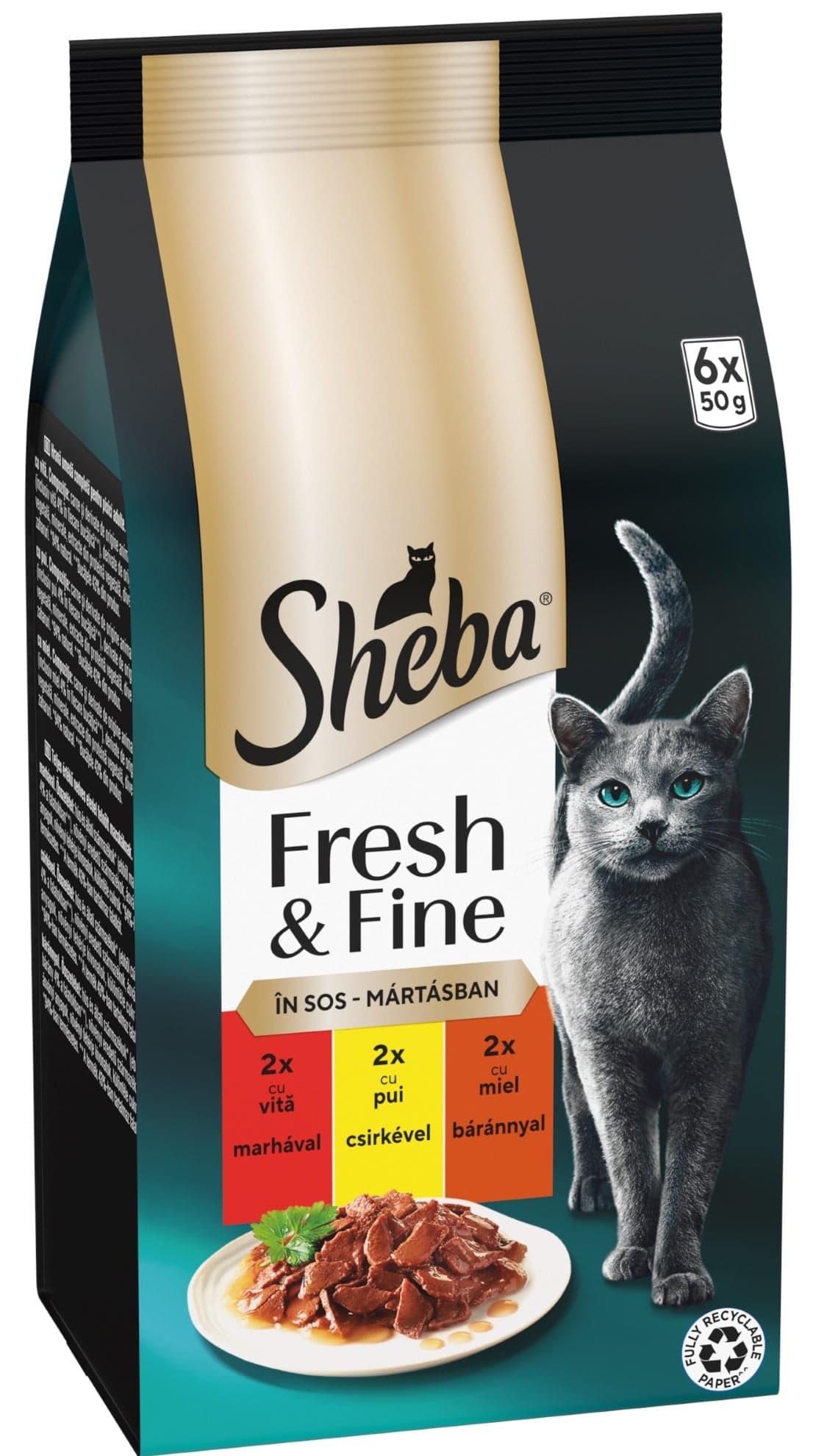Sheba Fresh & Fine kapsičky výběr v omáčce pro dospělé kočky (6×50 g)
