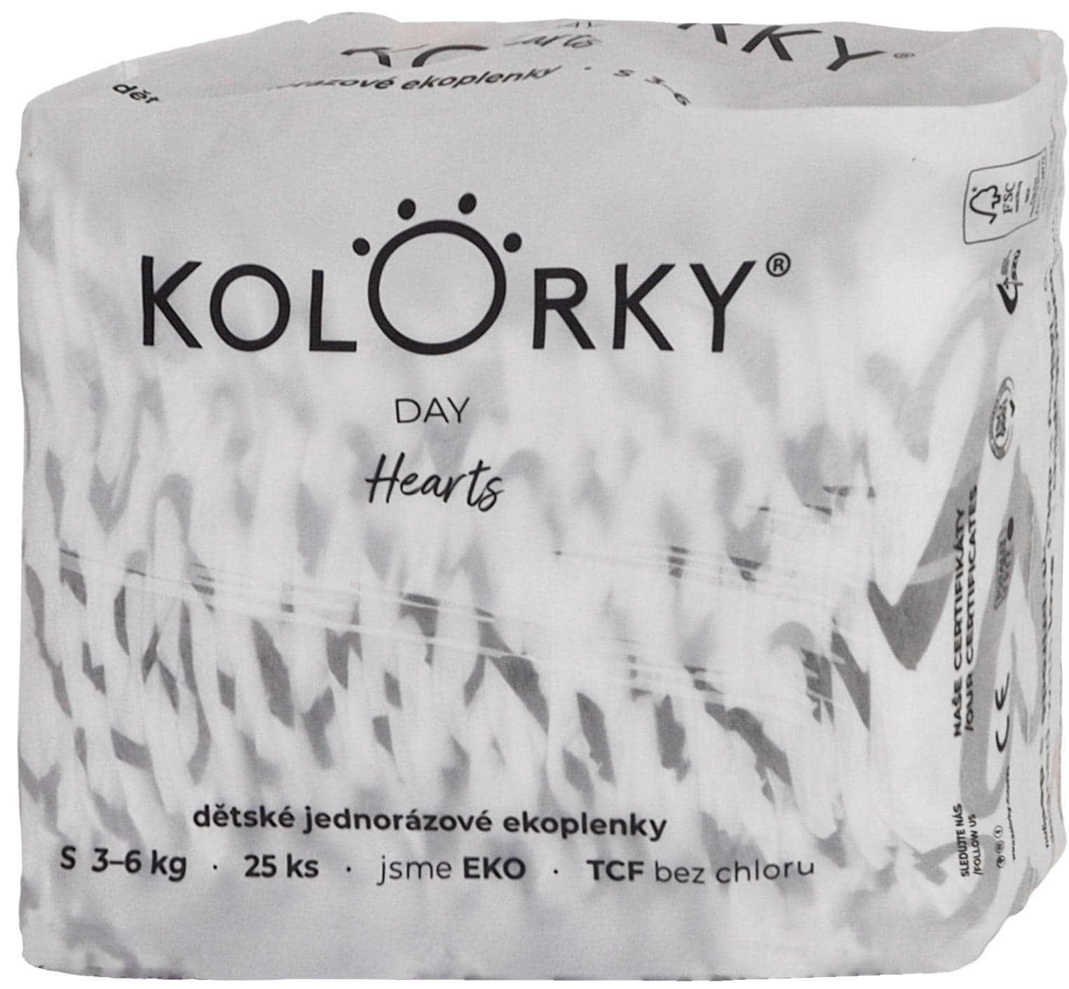 Kolorky EKO Jednorázové plenky day S srdce (3–6 kg) 25 ks
