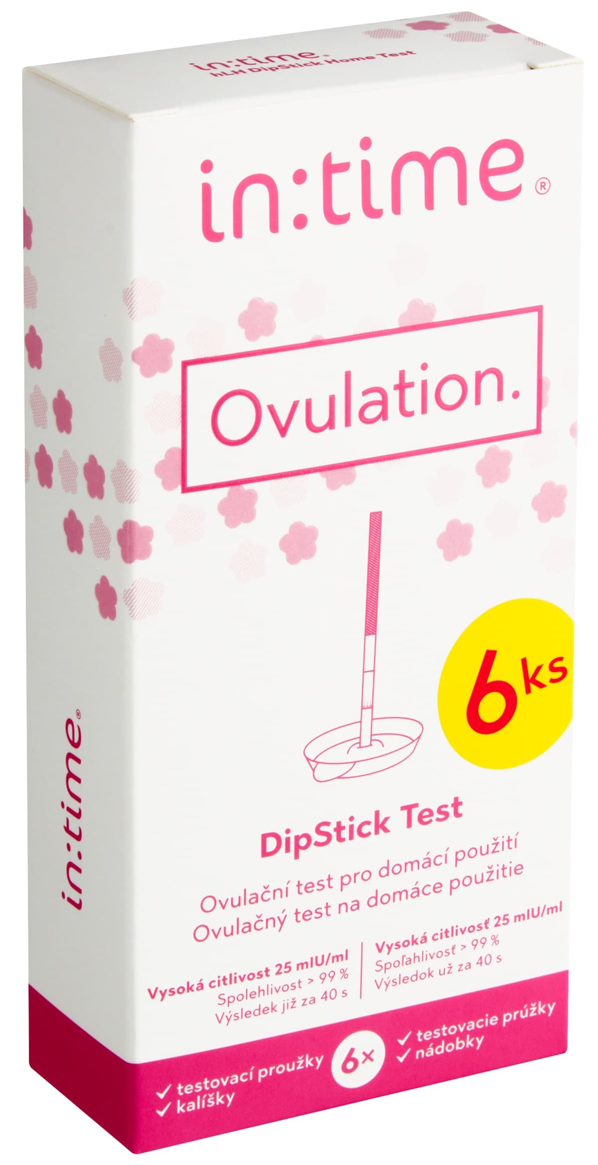 IntiMed Ovulation hLH DipStick ovulační test pro domácí použití s kalíšky 6 ks