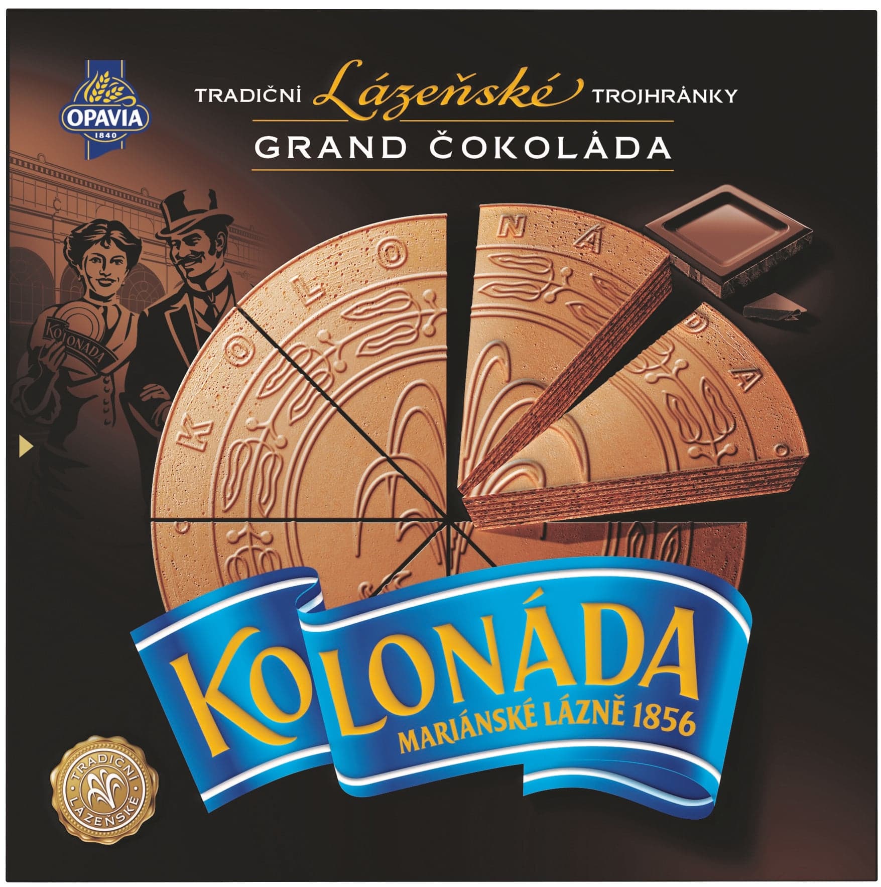 Opavia Kolonáda Trojhránky lázeňské oplatky Grand čokoláda