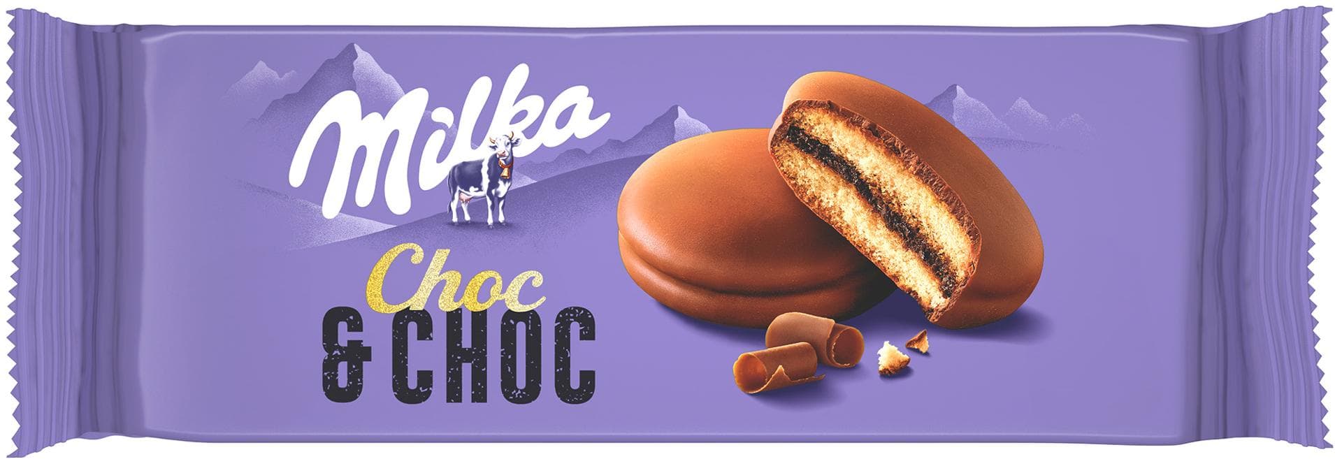 Milka jemné pečivo Choc & choc celomáčené s kakaovou náplní