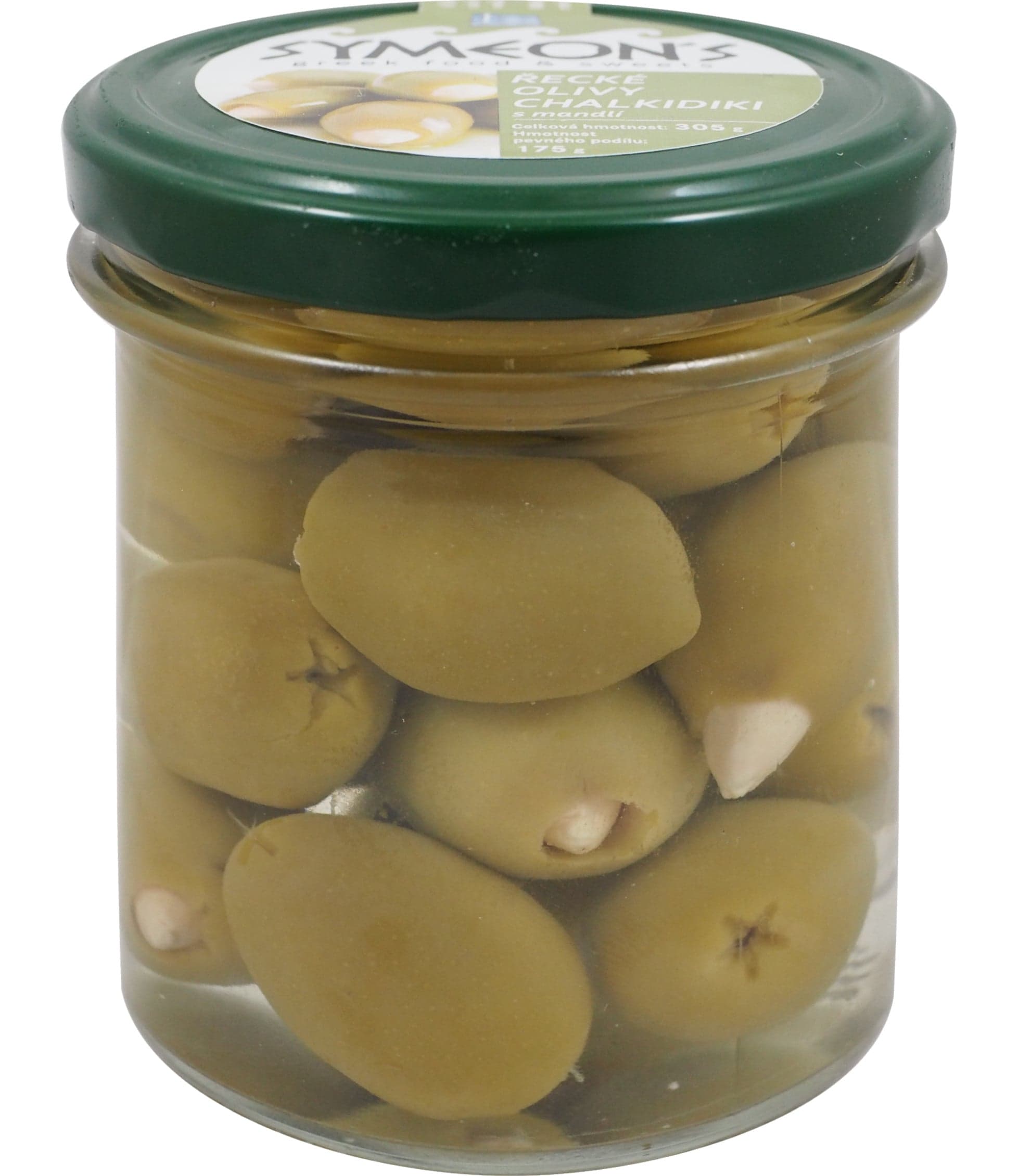 Symeon´s zelené olivy s mandlemi S.S. Mammoth 175 g