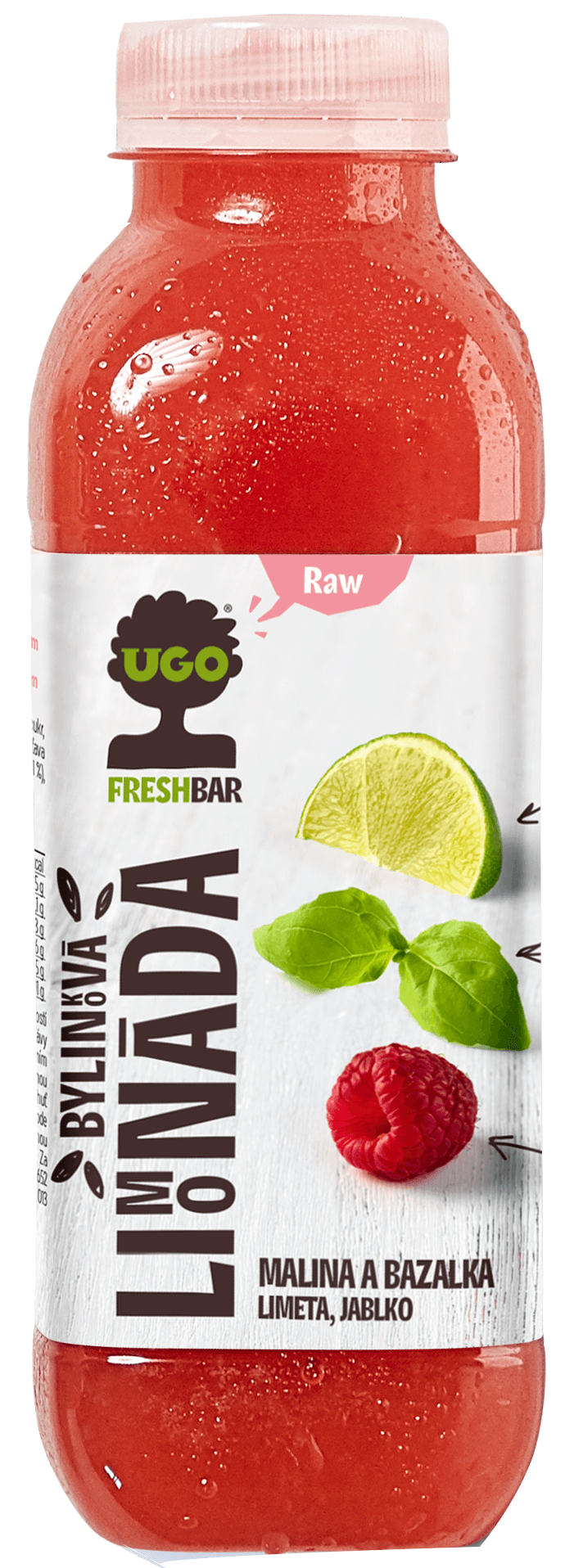 UGO RAW limonáda malina a bazalka 500 ml