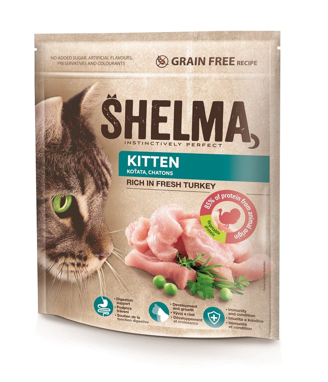 Shelma Bezobilné JUNIOR granule s čerstvým krůtím masem pro koťata 0,75 kg