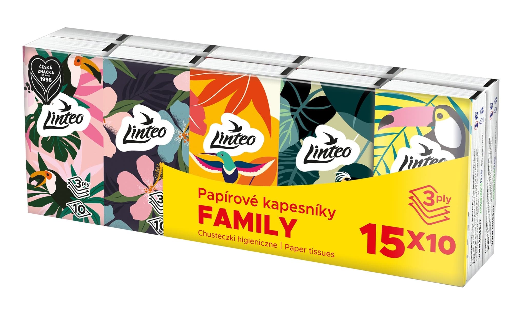 Linteo Papírové kapesníčky 3vrstvé, 10×15 ks