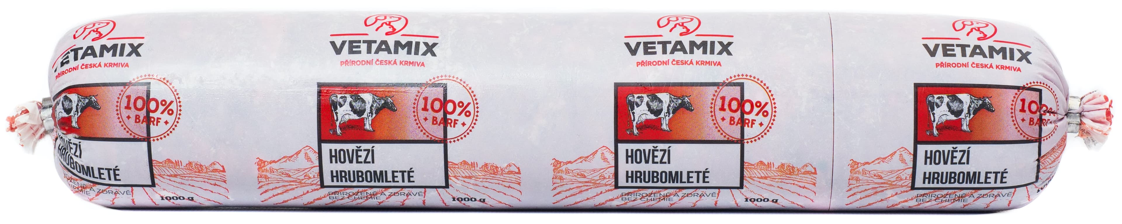 Vetamix Hovězí barf hrubomleté pro kočky i psy, mražené 1 kg