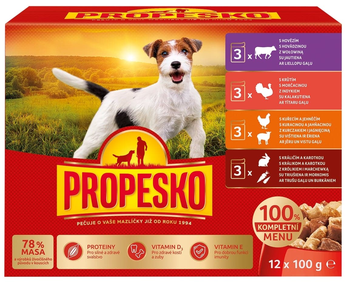 Propesko Kapsičky pro psy 12×100 g (4 druhy)