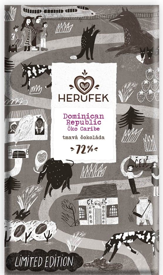 Herufek BIO Dominican Republic Öko Caribe tmavá čokoláda 72%