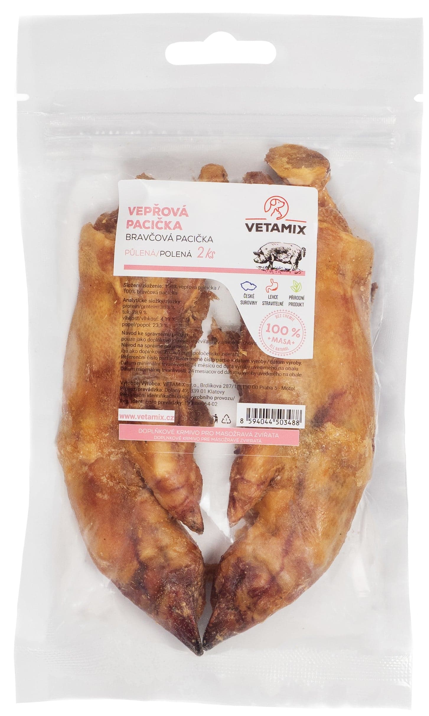Vetamix Vepřová pacička půlená pro psy