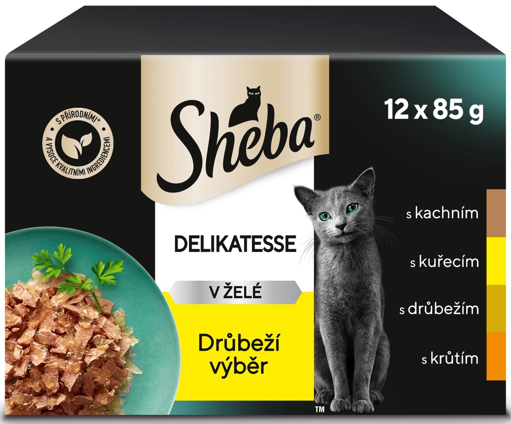 Sheba Delicacy drůbeží výběr v želé kapsičky pro dospělé kočky 12×85 g