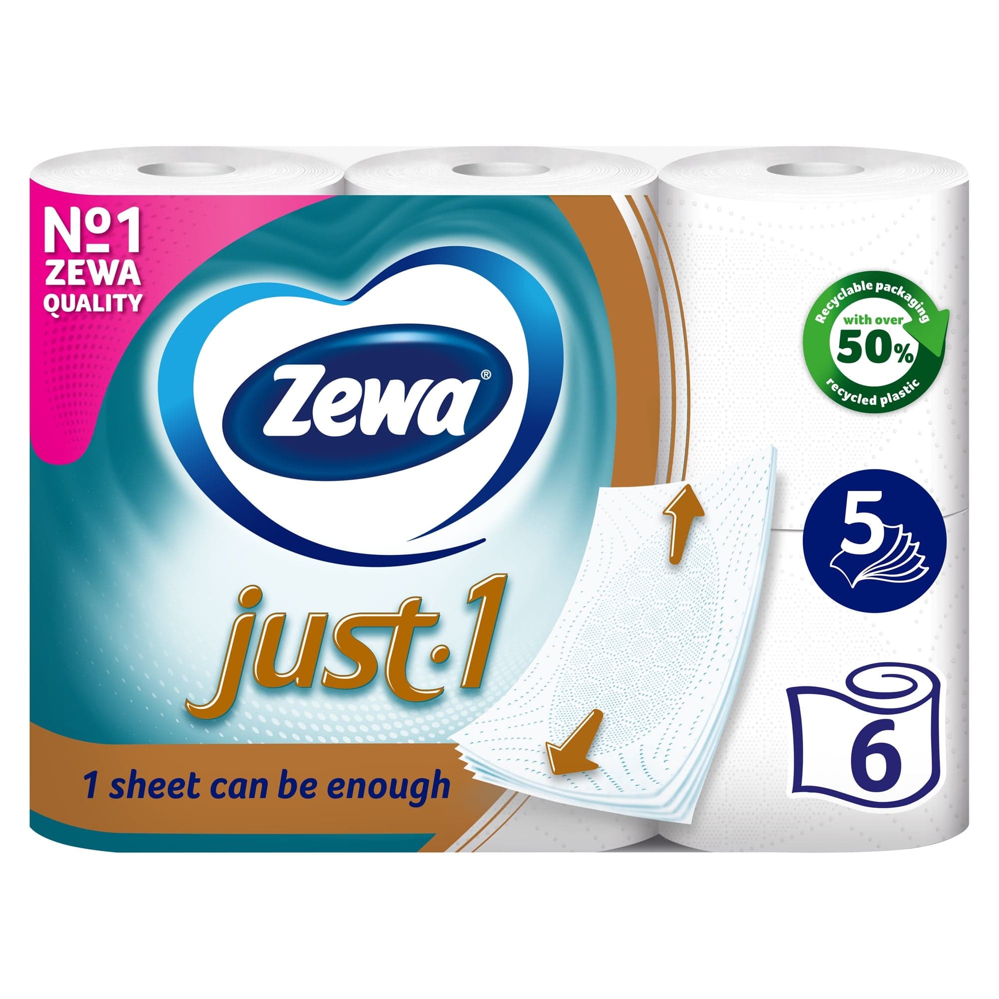 Zewa Just 1 toaletní papír 5 vrstvý, 6 ks