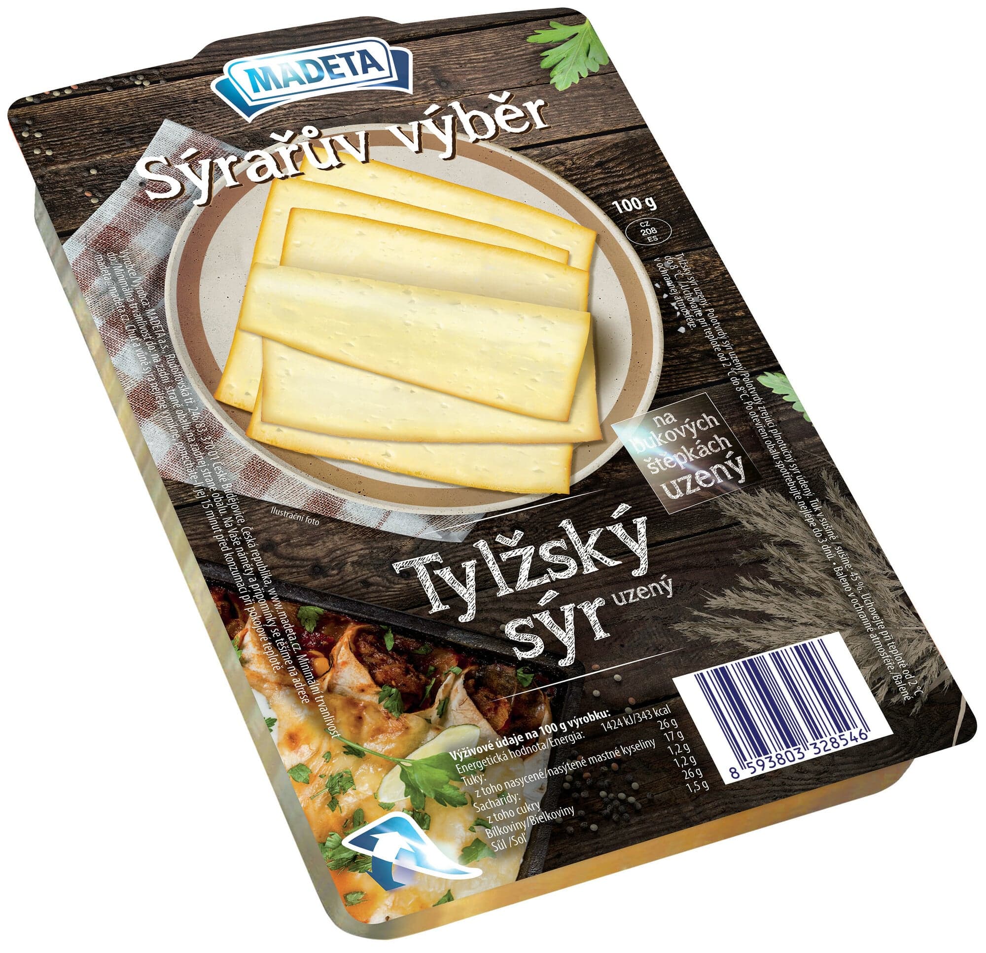 Madeta Sýrařův výběr Tylžský sýr uzený 45 % plátky
