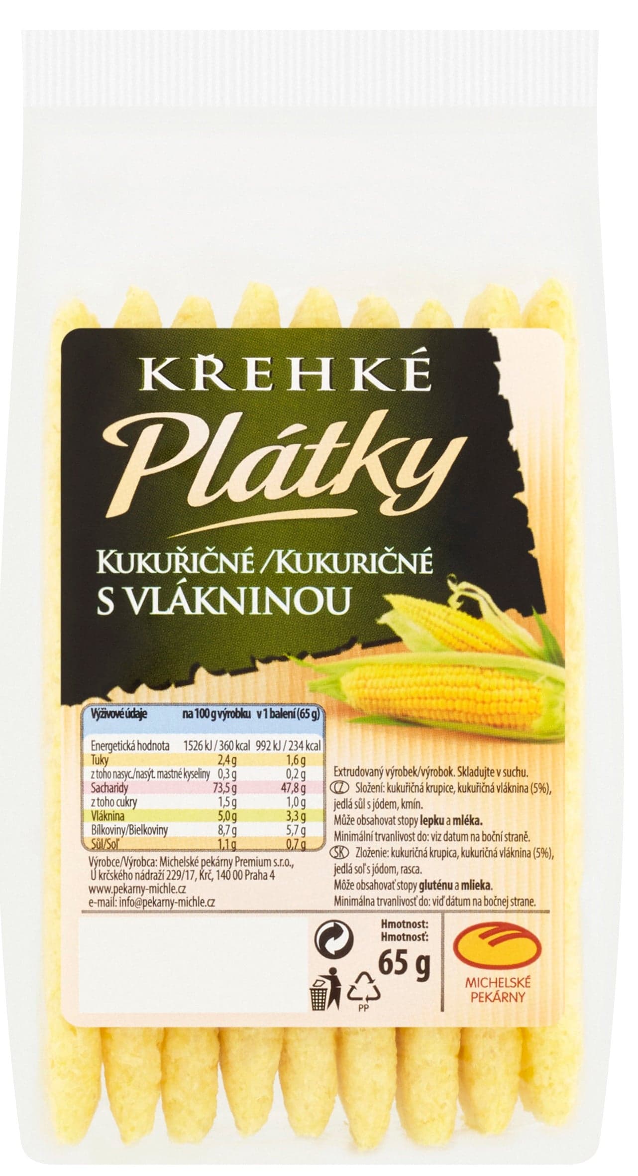 Křehké plátky kukuřičné s vlákninou