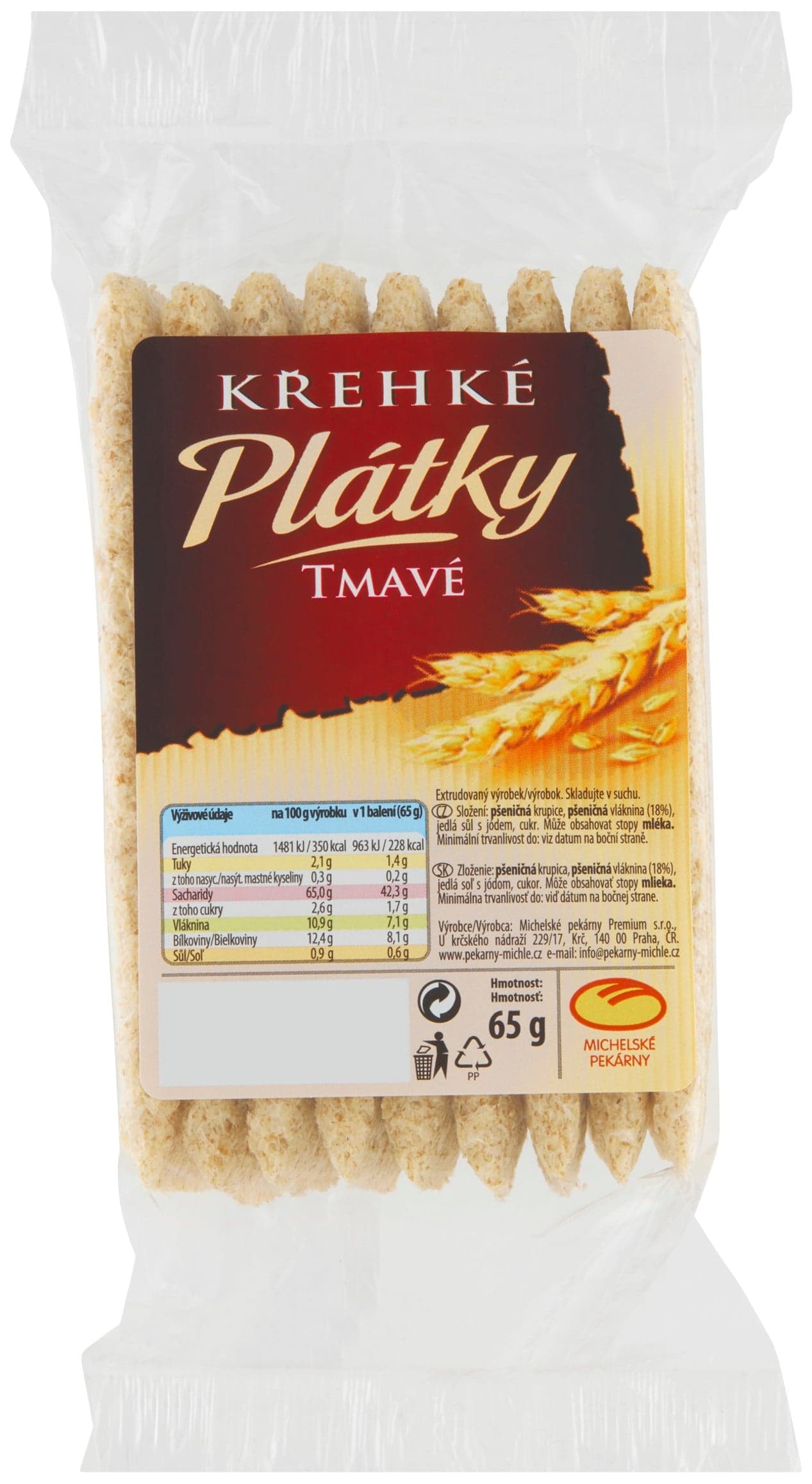 Křehké plátky tmavé 65 g