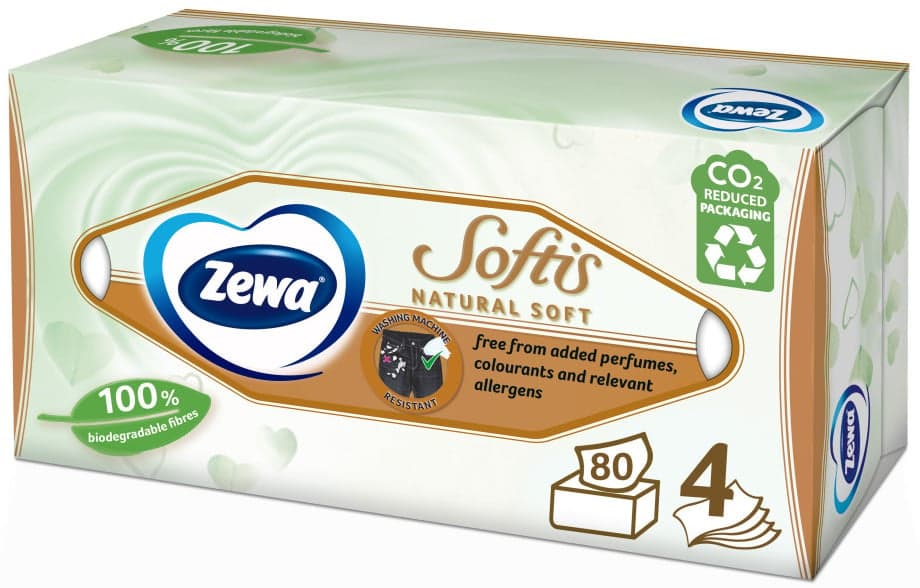 Zewa Softis natural soft box papírové kapesníky 4vrstvé box