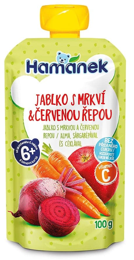 Hamánek Ovocná kapsička jablko, mrkev a červená řepa 100 g