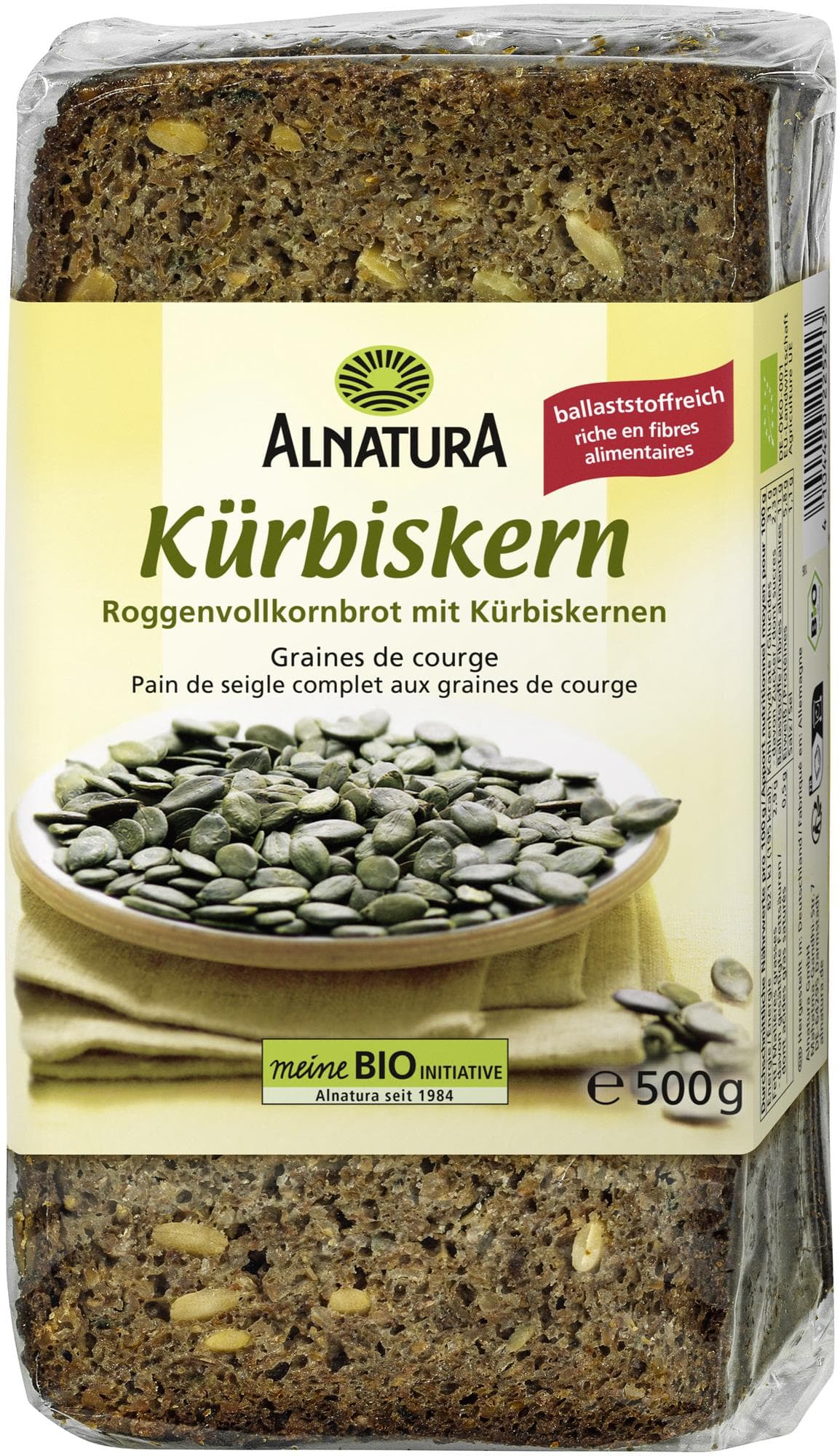 Alnatura BIO Celozrnný žitný chléb s dýňovými semínky