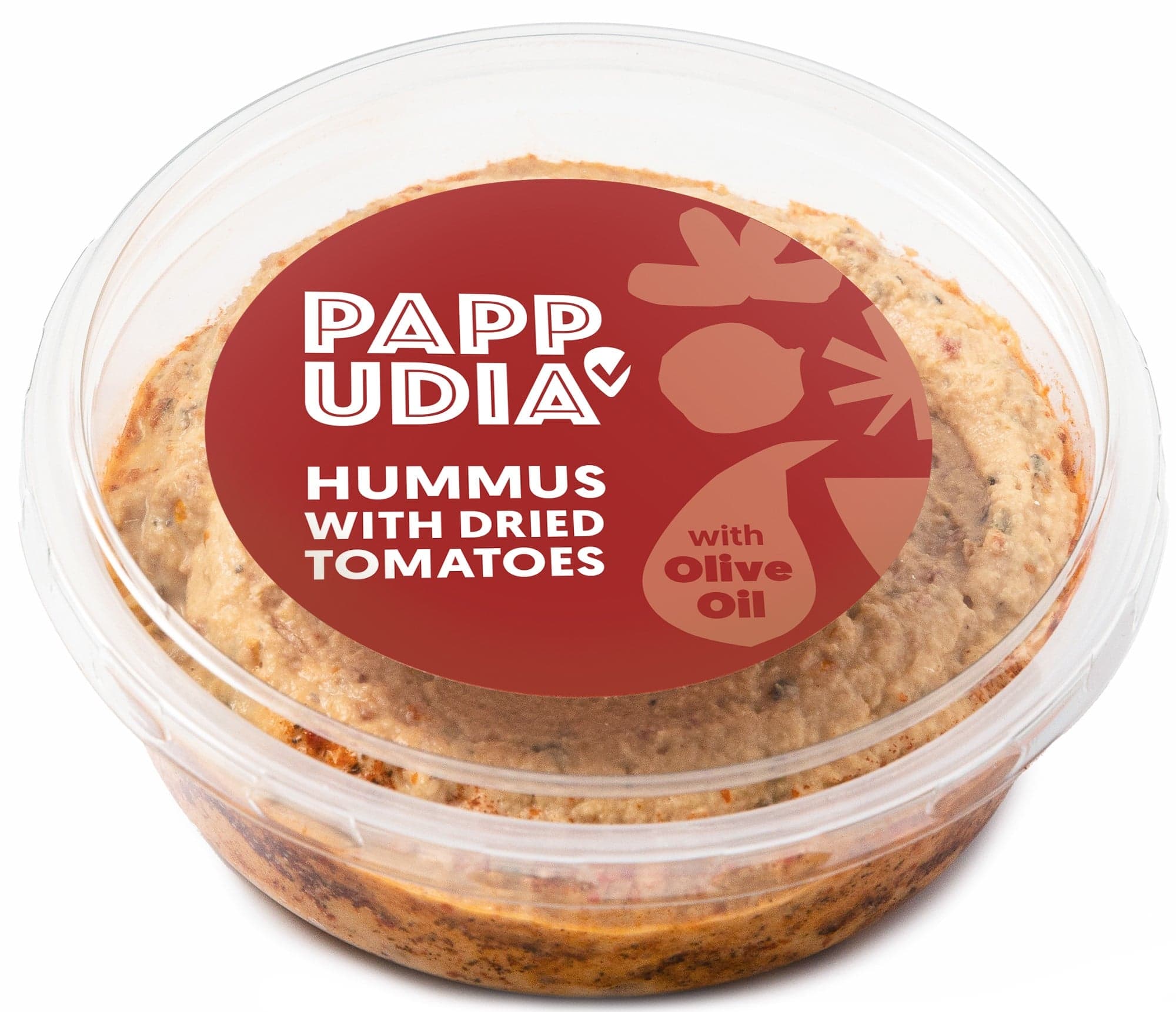 Pappudia Hummus se sušenými rajčaty a panenským olivovým olejem