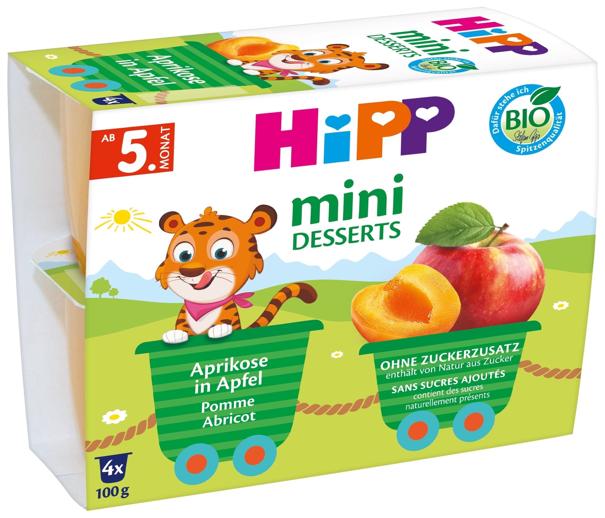 HiPP BIO Ovocný příkrm jablka a meruňky (4×100 g)