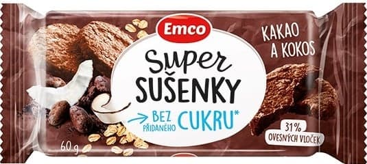 Emco Super sušenky bez přidaného cukru kakao a kokos