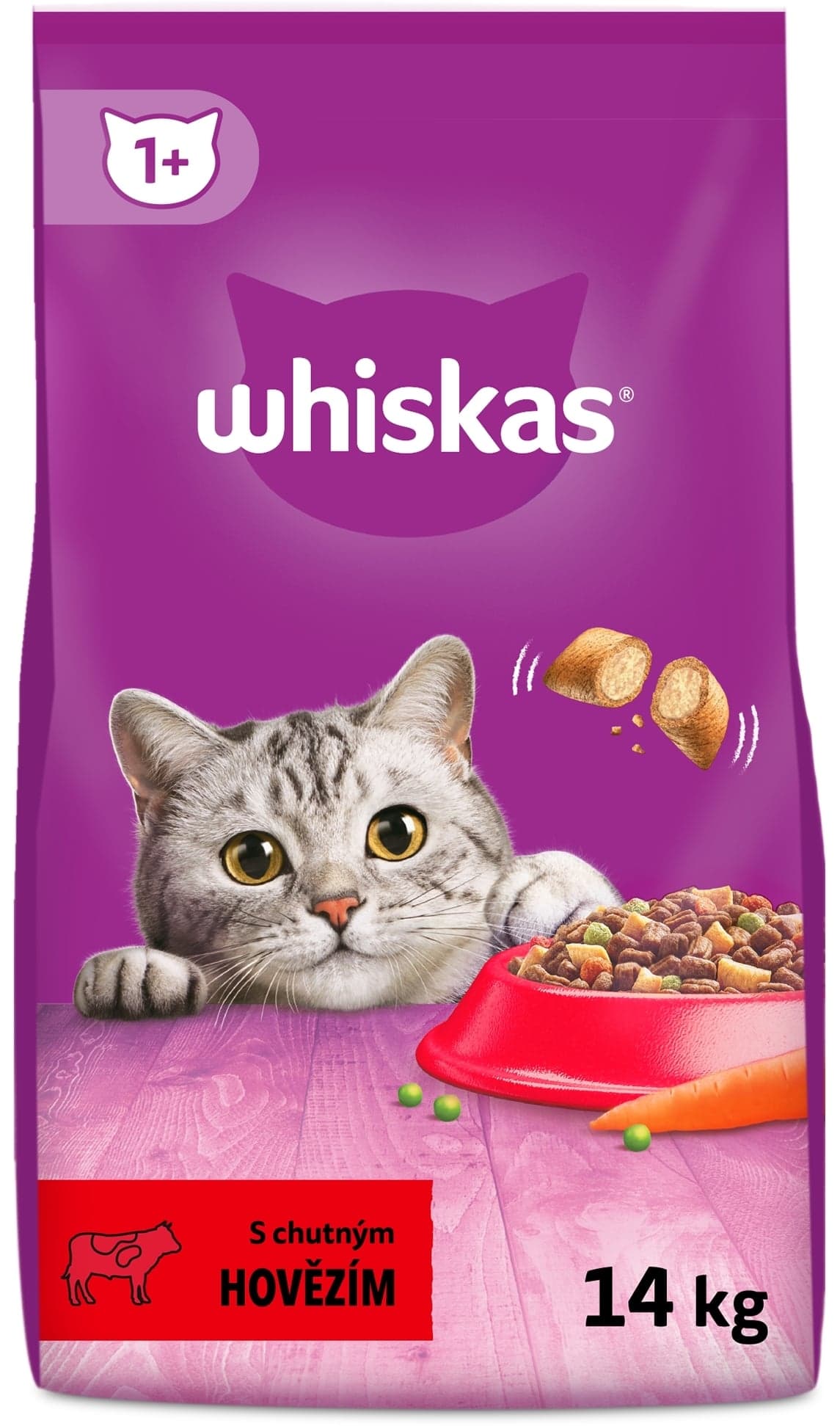 Whiskas Granule pro dospělé kočky hovězí