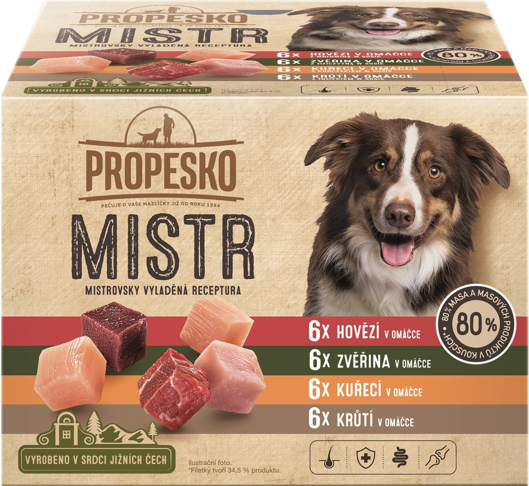 Propesko Mistr Filetky mix masa v omáčce pro psy, 24×85 g