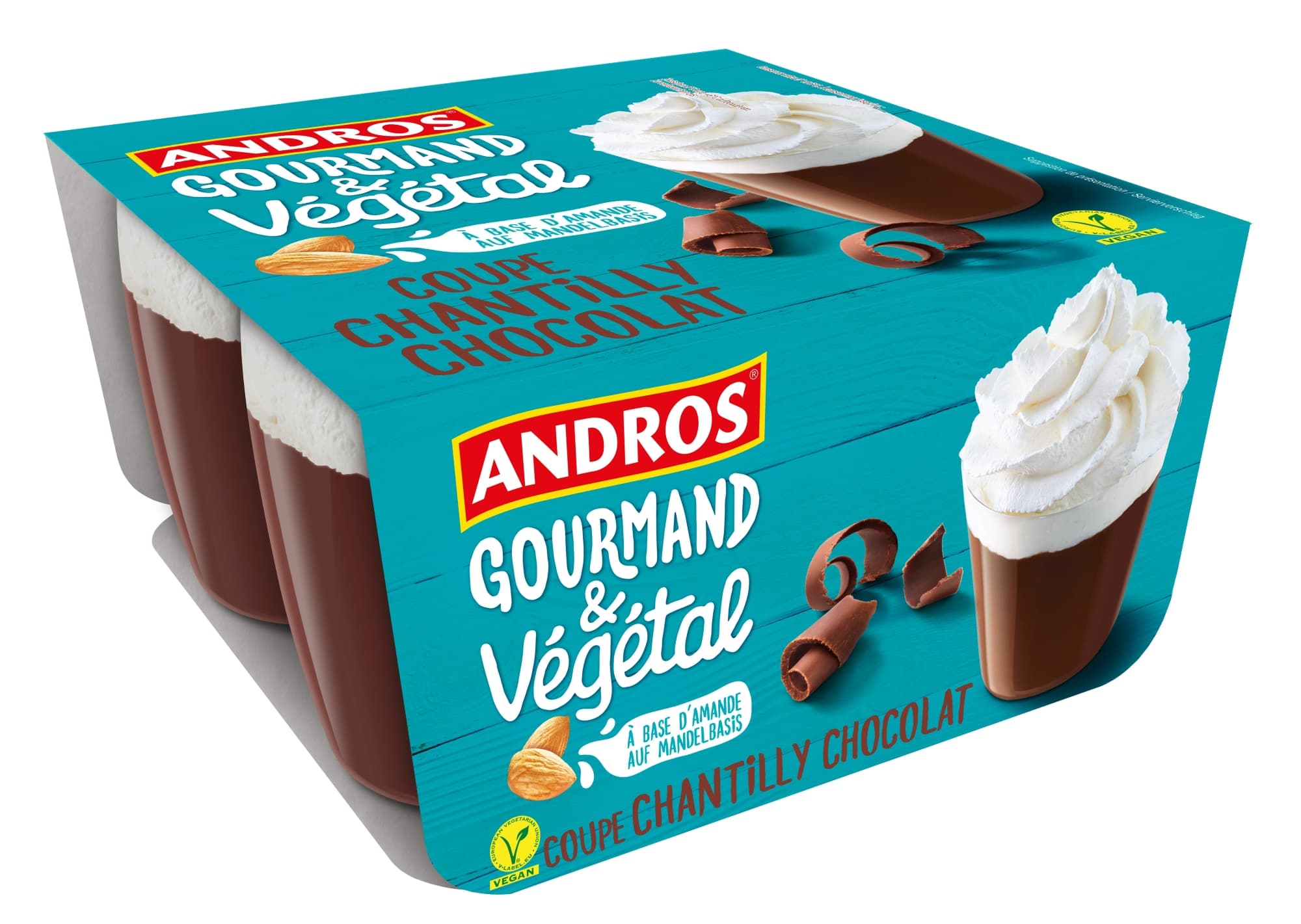 Andros Gourmand & Végétal Čokoládový dezert se šlehačkou 4×90 g 360 g