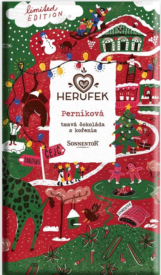 Herufek BIO Tmavá čokoláda s perníkovým kořením Sonnentor 70% 50 g