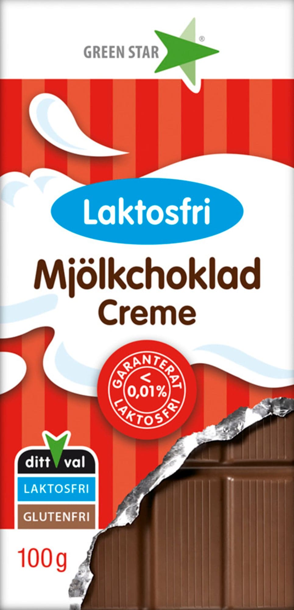Green star Mléčná krémová čokoláda bez laktózy 100 g
