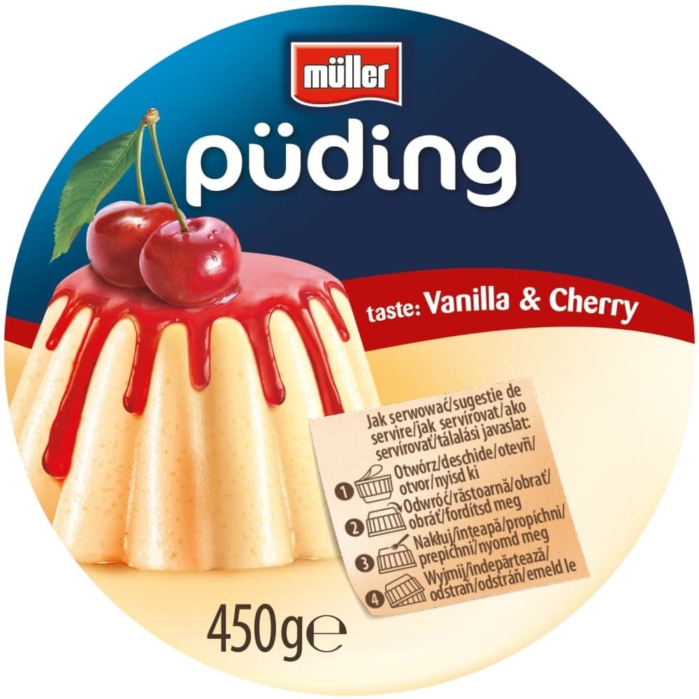 Müller Puding krupice vanilka a višeň 450 g