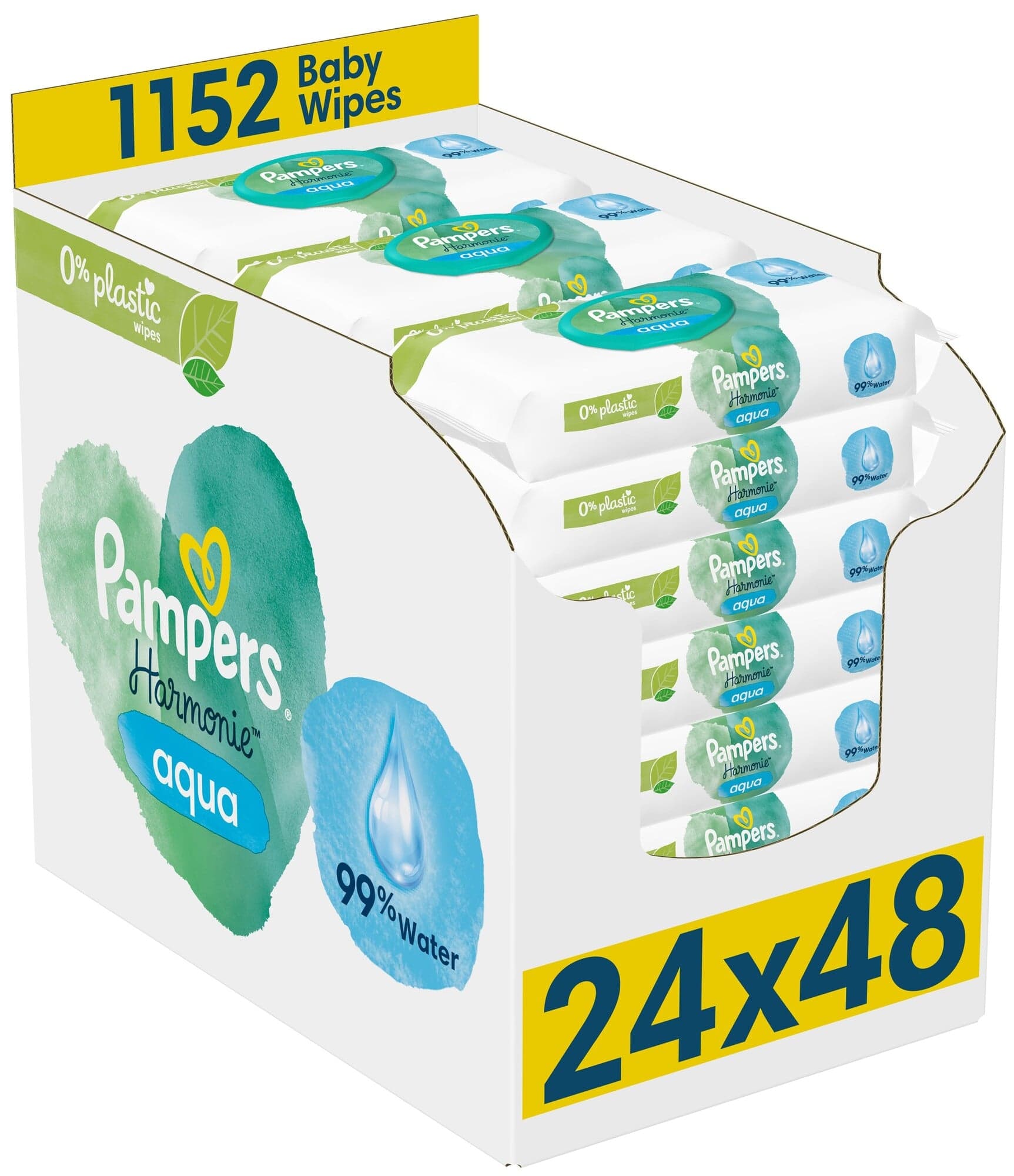Pampers Harmonie Aqua vlhčené ubrousky plastic free 24×48 ks