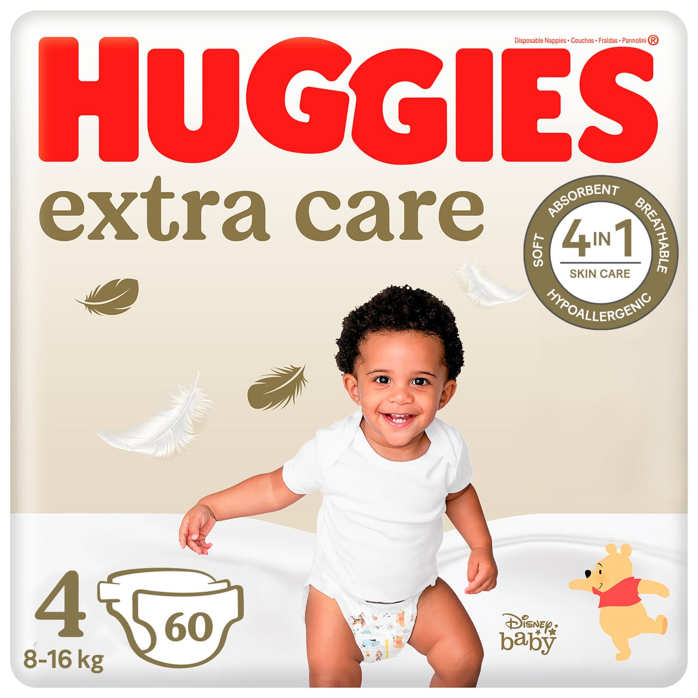 Huggies® Extra Care jednorázové plenky 4 (8–16 kg)